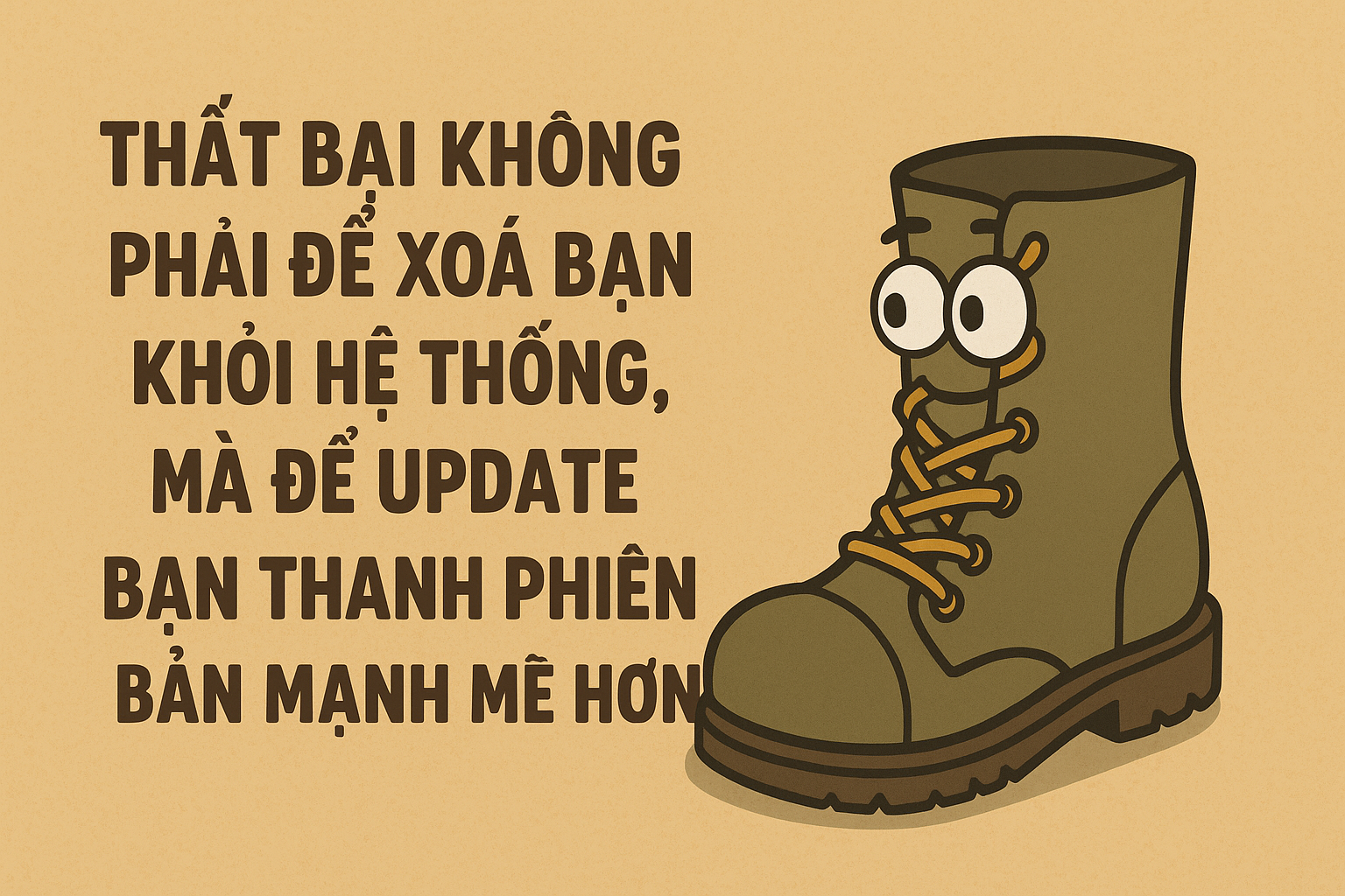 Thất bại không phải để xóa bạn khỏi hệ thống, mà để update bạn thành phiên bản mạnh mẽ hơn